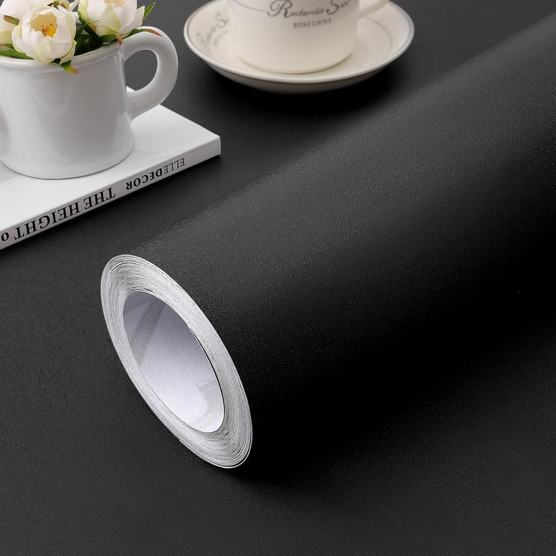practicalWs Peel and Stick Wallpaper 15.7" x 118" Black Contact Paper for Cabinets and Drawers Removable Wall Paper Self Adhesive Vinyl Film Roll Easy to Apply Bathroom Home Decor Counter Top Covers - Image 1